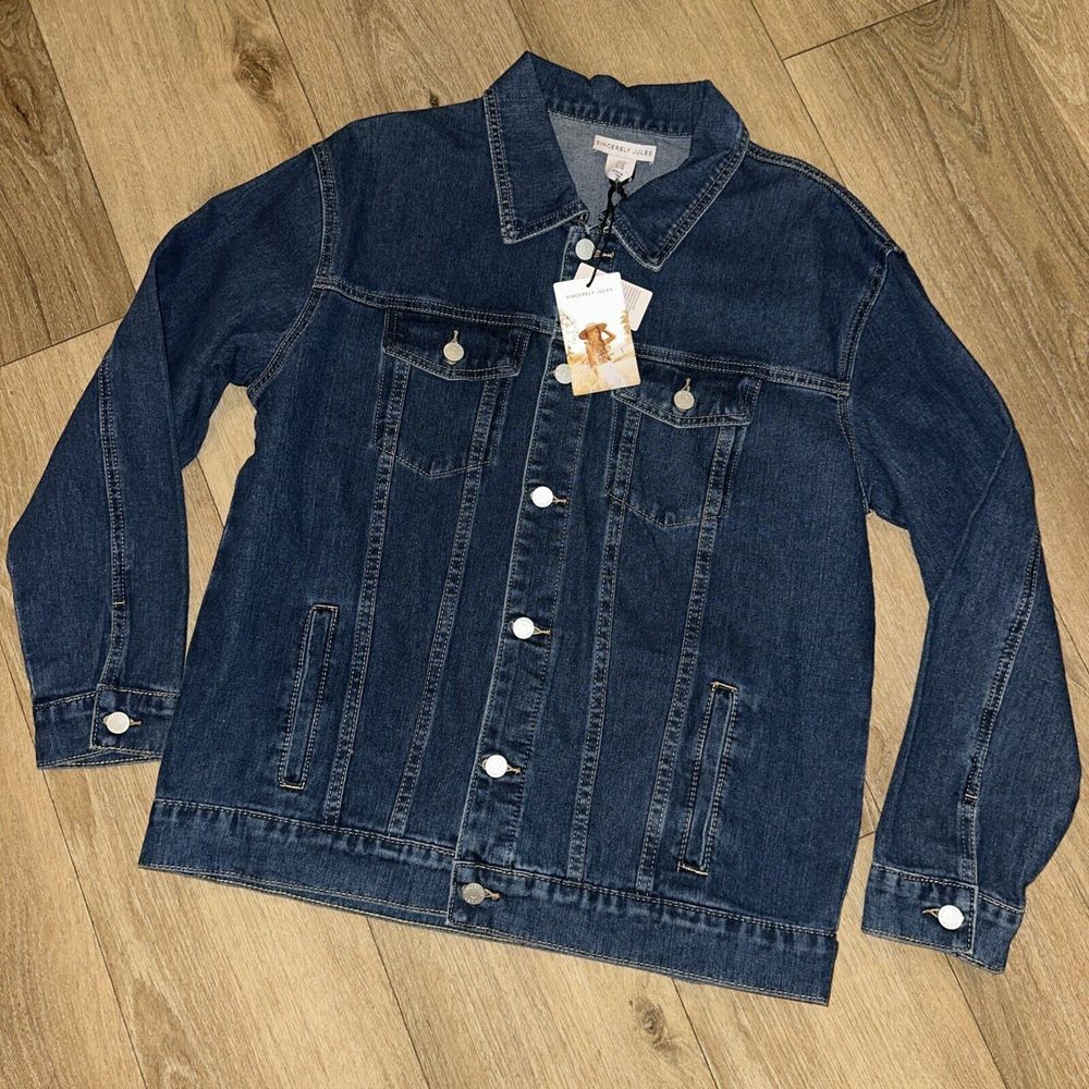 Sincerely‎ Jules Junior's Blue Denim Jacket Button Up Size Medium NEW